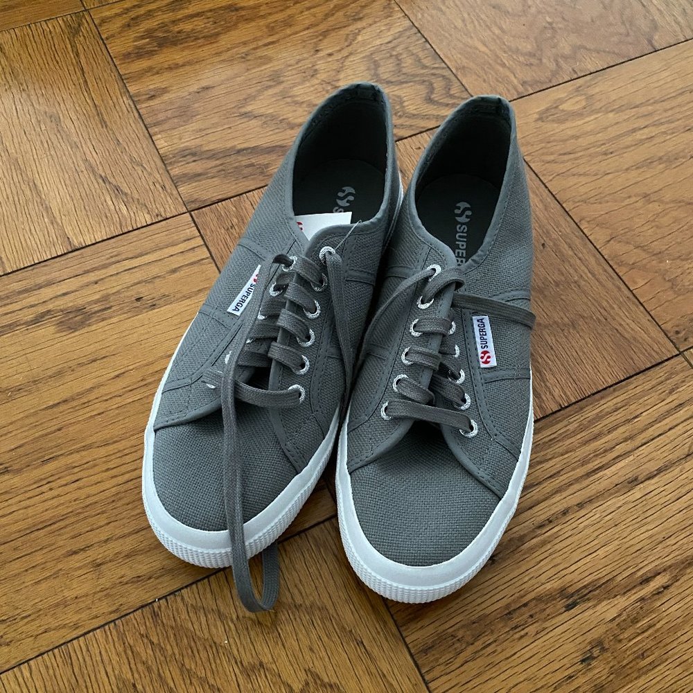 Superga 2750 Cotu Classic Sneakers in Dark Grey Sage, Women 10.5 / Men 9 / EU 42